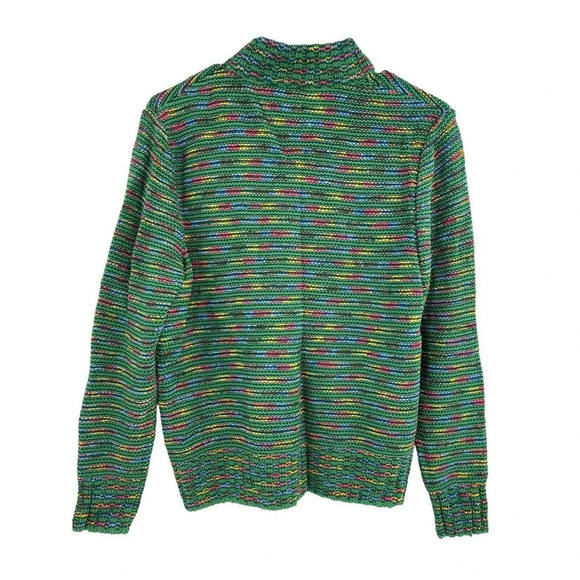 St. John Sport Size Medium Mock Neck Sweater Rainbow Stripe Women's Wool Blend - Picture 10 of 16